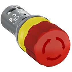 Pulsante emergenza compatto CE3T-10R-11 con sgancio rotativo 30mm rosso per impianti industriali