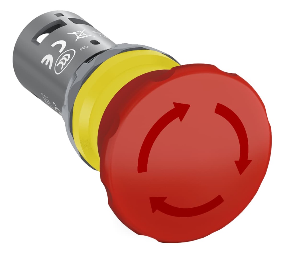 Interruttore emergenza monoblocco rotativo CE4T-10R-20 40mm rosso sicurezza impianti elettrici