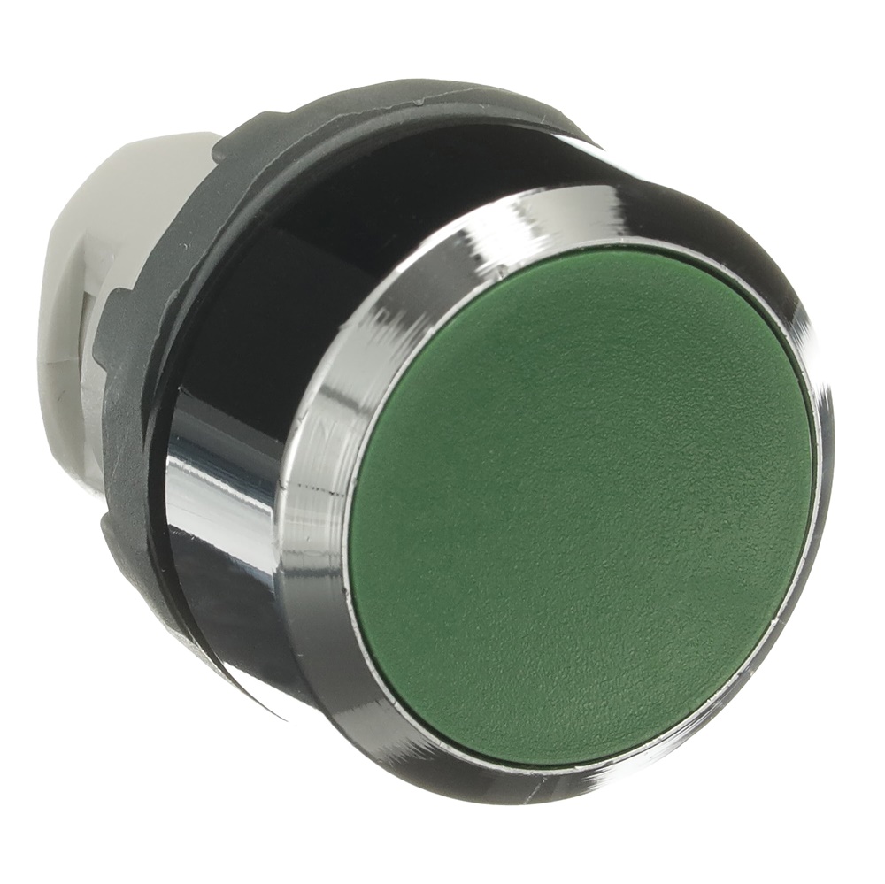 Pushbutton MP1-20G mantenuto verde con finiture cromate per installazioni elettriche affidabili e durature