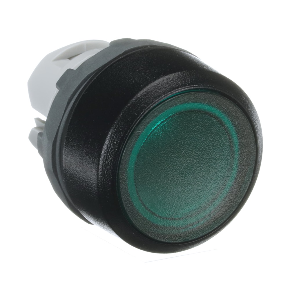 Pulsante comando elettrico ELKW 100 8 verde luminoso corpo nero per impianti industriali e civili