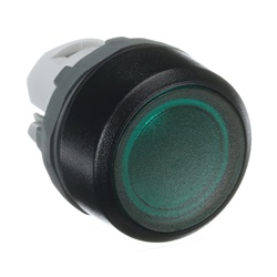 Pulsante comando elettrico ELKW 100 8 verde luminoso corpo nero per impianti industriali e civili