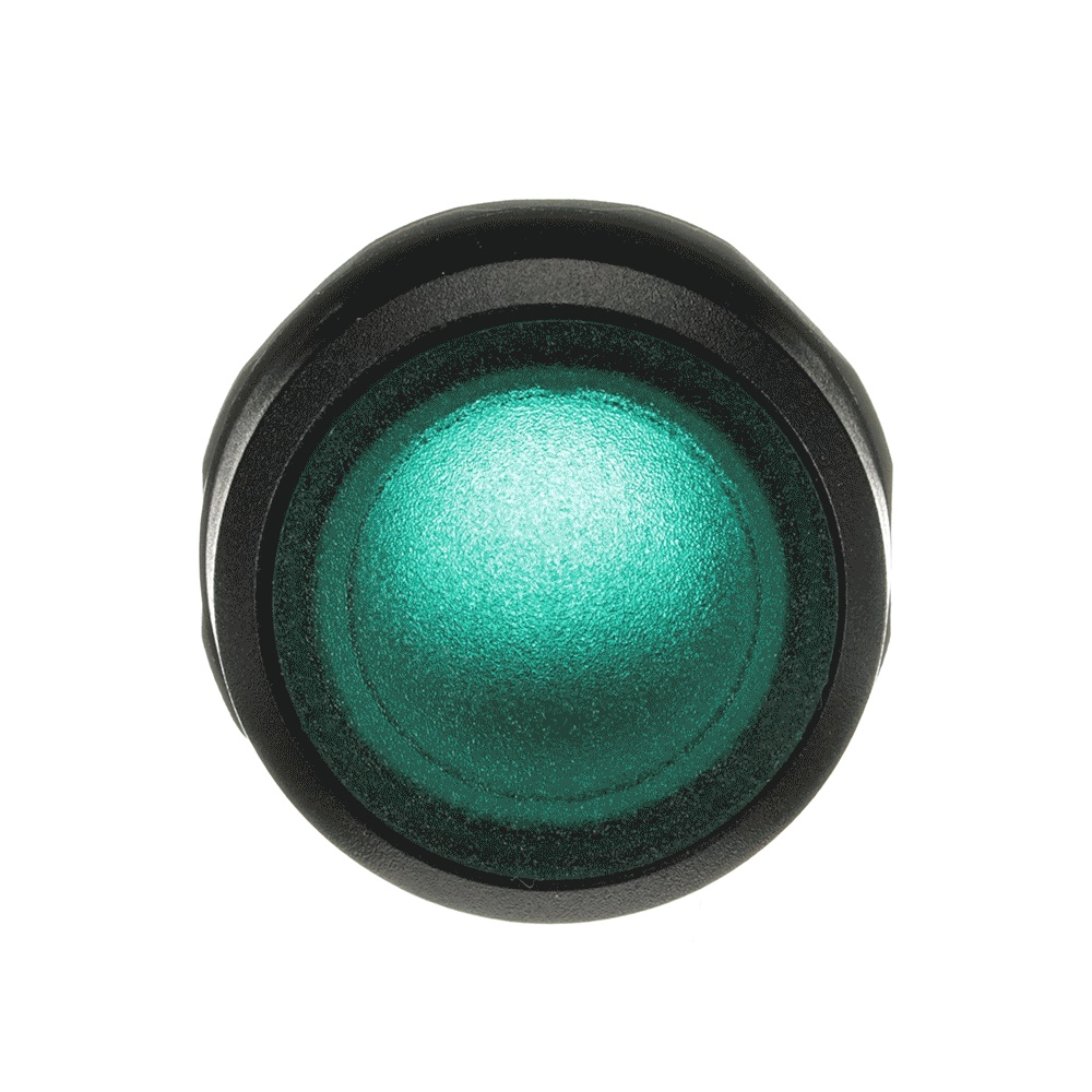 Pulsante comando stabile illuminato verde plastica nera per impianti elettrici industriali e civili