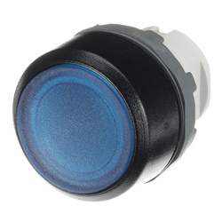 Pulsante stabile illuminato blu MP2-11L con ghiera nera per controllo circuiti elettrici industriali e civili
