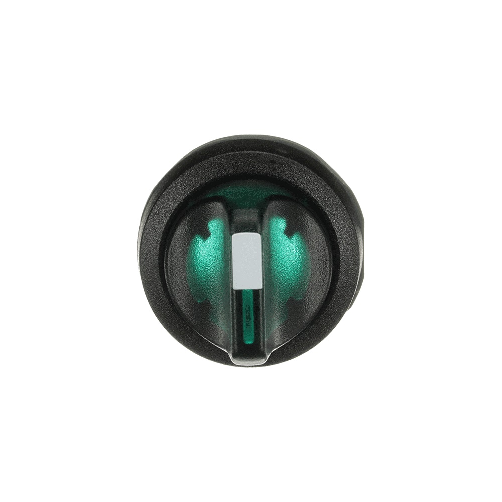 Selettore elettrico 2 posizioni 90° manopola verde illuminato per impianti industriali e civili