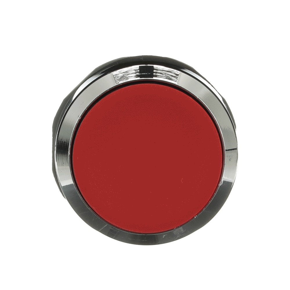 Pulsante rosso mantenuto MP1-30R con ghiera metallica, non illuminato, per comandi elettrici industriali e civili
