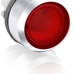 Pulsante rosso illuminato MP1-31R con ghiera metallica per controllo circuiti elettrici industriali e civili