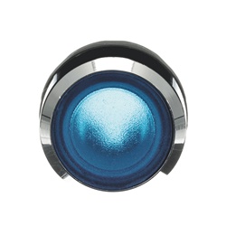 Pulsante MP1-31L blu illuminato incassato ghiera metallo per comando industriale
