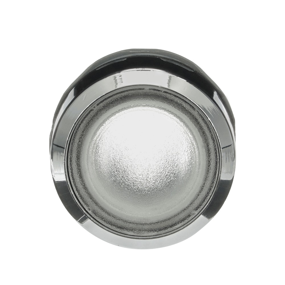Pulsante trasparente illuminato MP1-31C con ghiera metallica, alta affidabilità per impianti elettrici industriali e civili