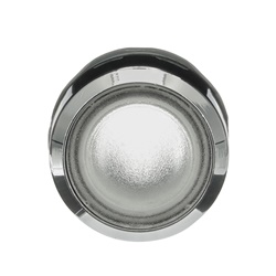 Pulsante trasparente illuminato MP1-31C con ghiera metallica, alta affidabilità per impianti elettrici industriali e civili