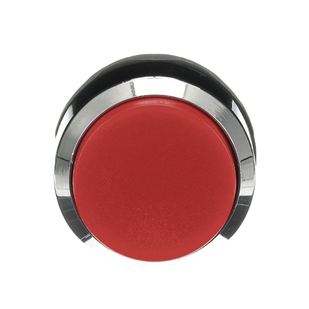 Pulsante rosso mantenuto MP3-30R ghiera metallica per comandi elettrici industriali e civili
