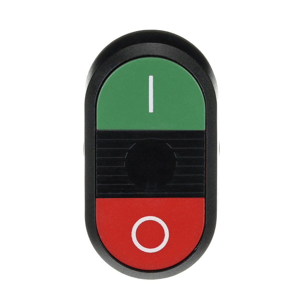 Pulsante doppio mantenuto MPD2-11B verde/rosso non illuminato plastica nera per impianti elettrici industriali