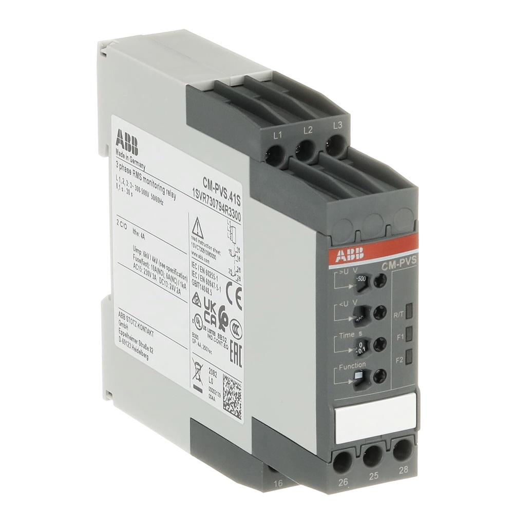 Relè monitoraggio trifase CM-PVS.41S 2 contatti 0,1-30s 300-500VAC uso industriale e civile