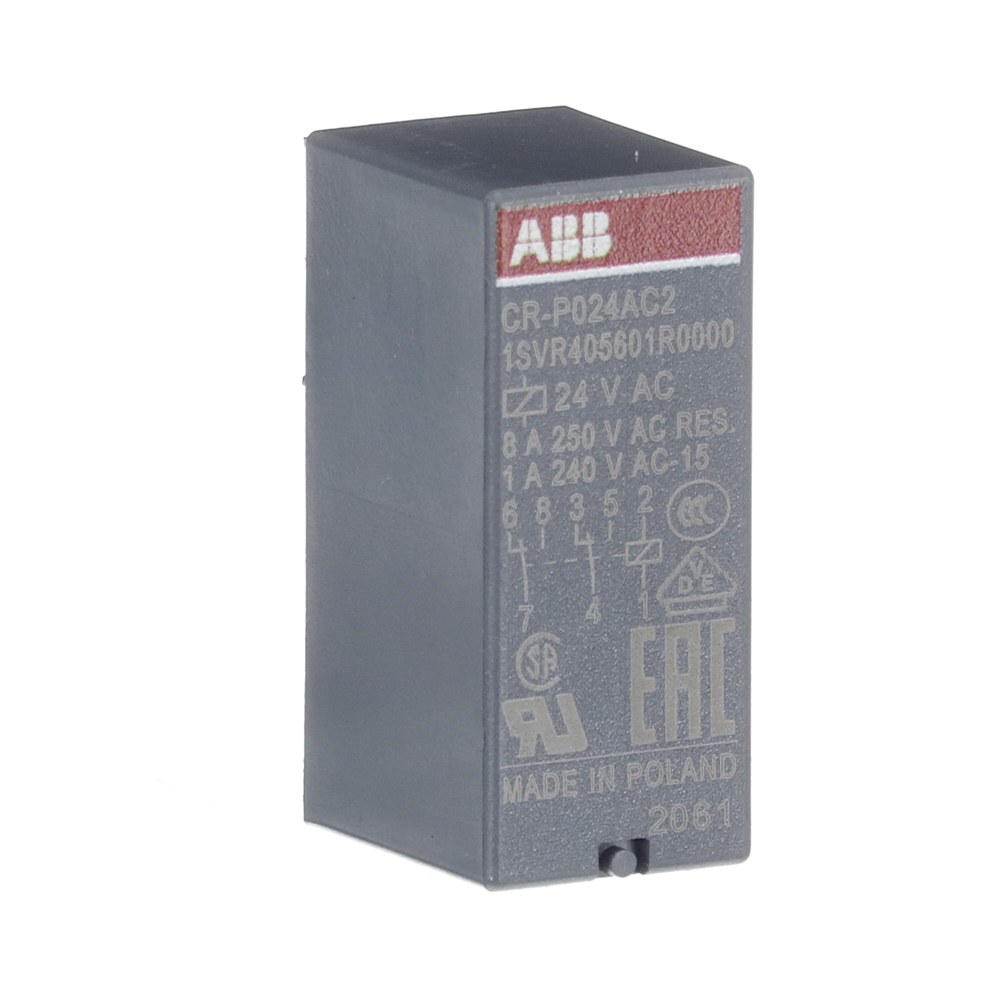 Relè interfaccia pluggable 24 VAC 2 contatti c/o 250V 8A per automazione e controllo elettrico