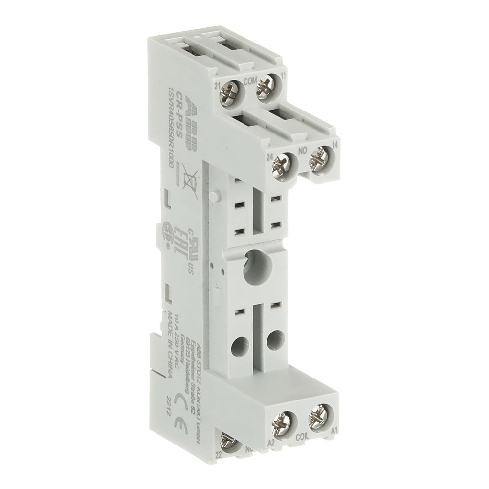 Zoccolo standard CR-PSS per relè CR-P 1/2 contatti commutati con morsetti a vite uso industriale