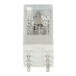 Relè interfaccia pluggable 2 contatti invertitori 24VAC 250V 12A per montaggio su guida DIN