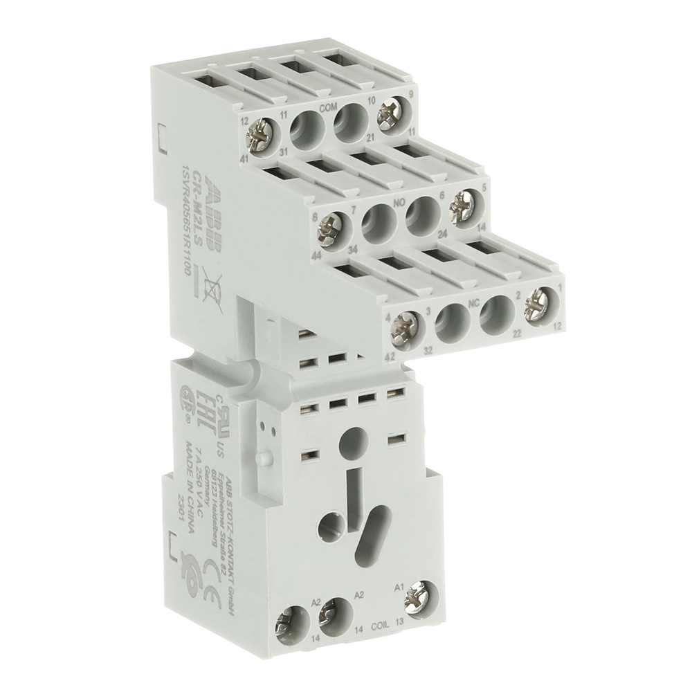 Zoccolo logico CR-M2LS per relè miniatura 2 c/o con morsetti a vite, uso industriale