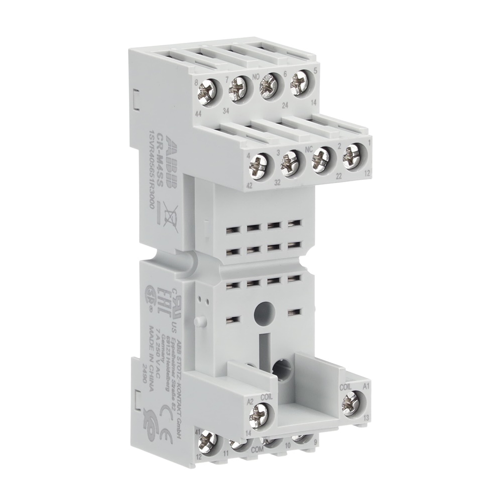 Zoccolo standard CR-M4SS per relè miniatura 2/4 contatti a vite