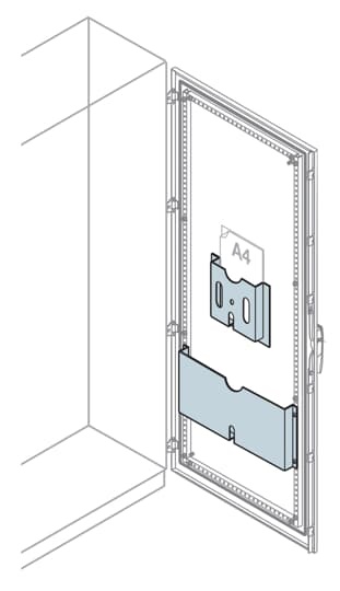 Tasca portaschemi metallo grigio RAL 7035 per quadri elettrici L1000