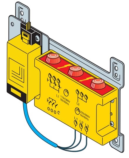 Dispositivo presenza tensione giallo per automazione industriale