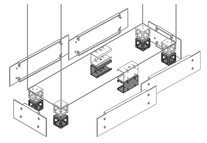 Set 4 angolari zincati 100mm altezza per automazione industriale robusti e resistenti