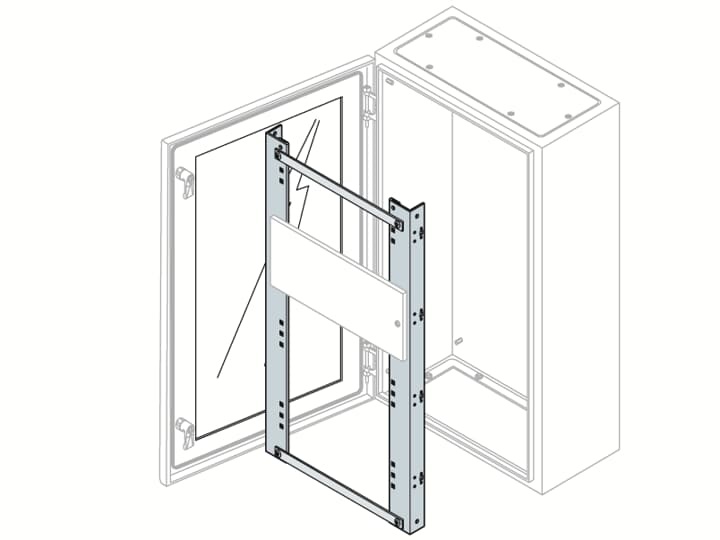 Supporto montaggio pannelli DIN 25 moduli 6 file 1200x600 mm quadro elettrico