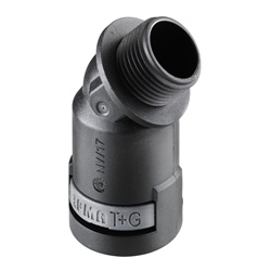 Raccordo angolare 45° PA6 nero DN10 PG9 IP66 per impianti elettrici industriali