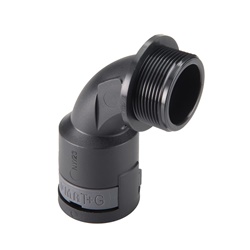 Raccordo angolare 90° poliammide 6 DN48 PG48 IP66 per impianti elettrici industriali nero