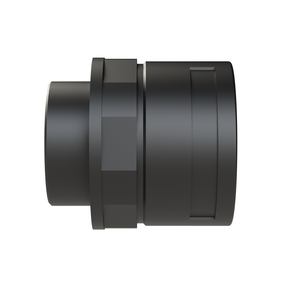 Raccordo PA6 nero IP68 filettatura M50 per tubi corrugati DN48 applicazioni elettriche