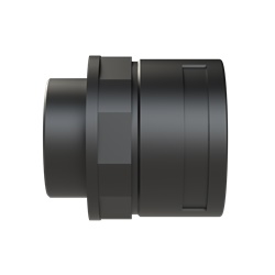 Raccordo PA6 nero IP68 filettatura M50 per tubi corrugati DN48 applicazioni elettriche