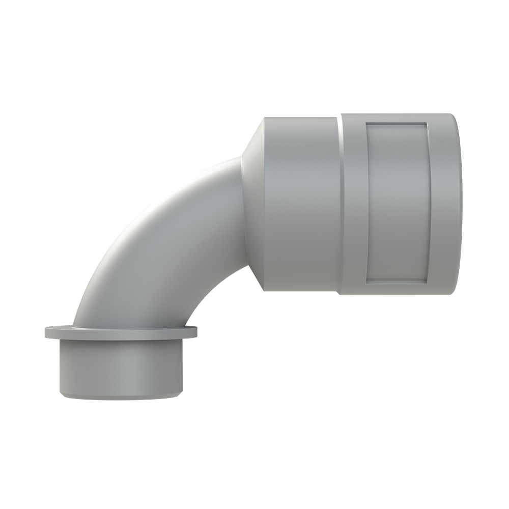 Raccordo curvo 90° PA6 M25 IP66 per canaline corrugate NW23 grigio