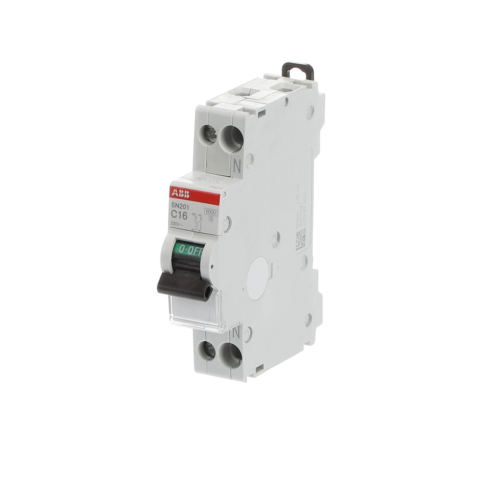Interruttore automatico unipolare SN201 16A tipo C protezione circuiti residenziali e commerciali