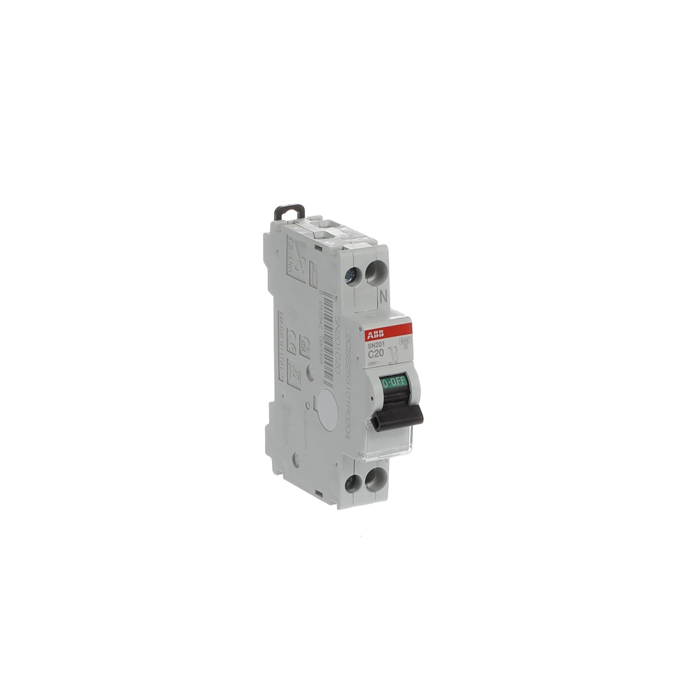 Interruttore automatico magnetotermico SN201 C20 1P+N 20A 6kA protezione sovraccarichi cortocircuiti residenziale industriale