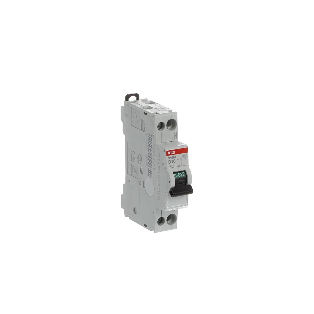 Interruttore automatico modulare SN201 1P+N 16A D 6kA protezione sovraccarico corto circuito