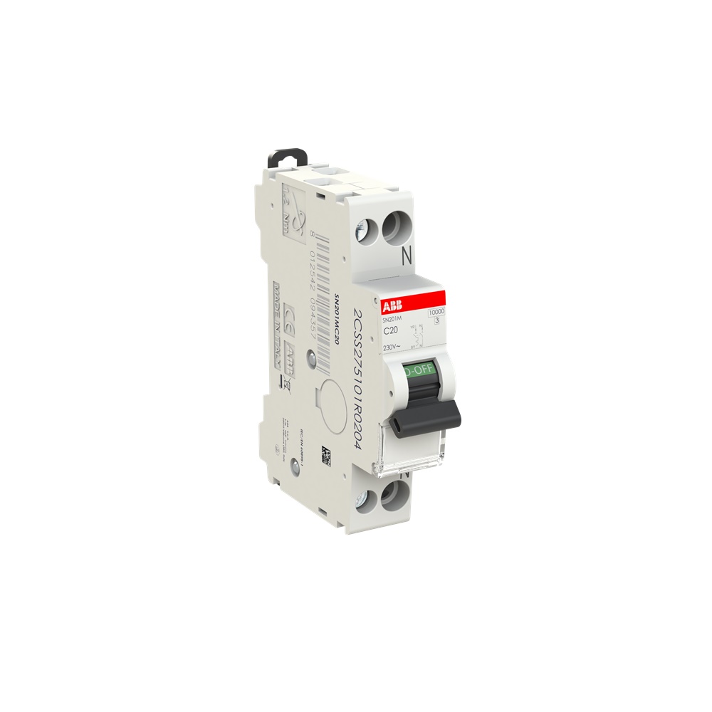 Interruttore automatico magnetotermico SN201M 1P+N 20A tipo C 10kA 230V protezione circuiti