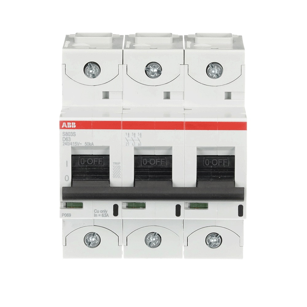 Interruttore automatico S803S-D63 3 poli 63A D-Characteristic uso residenziale industriale