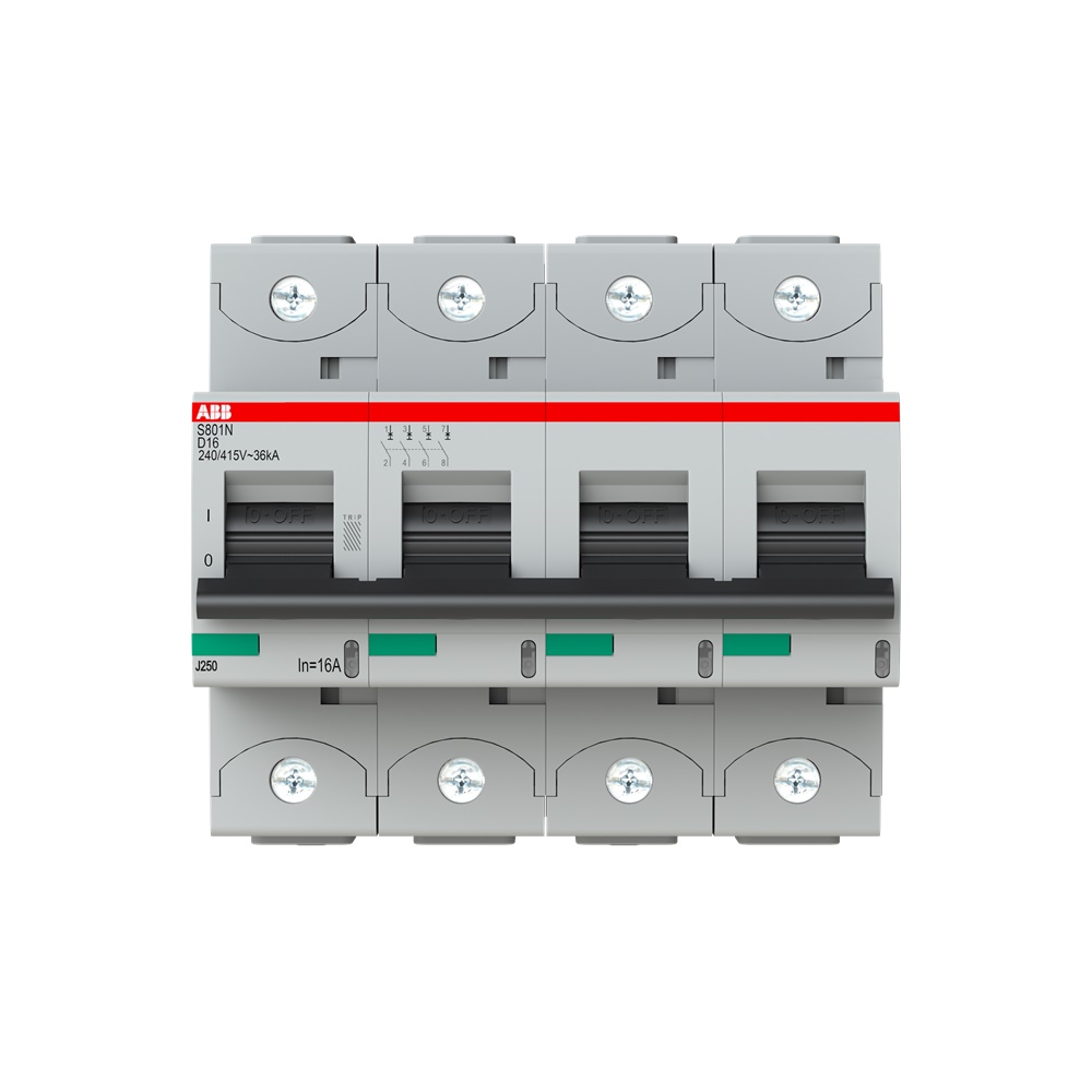 Interruttore automatico S804N-D16 4 poli 16A D-Characteristic uso residenziale industriale