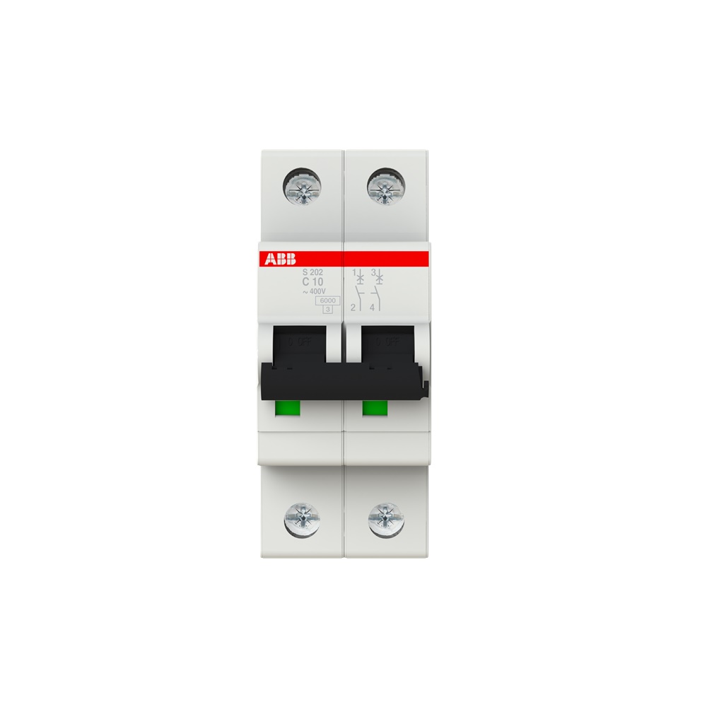Interruttore automatico Miniature Circuit Breaker S200 2P 10A C 6kA per uso residenziale e industriale