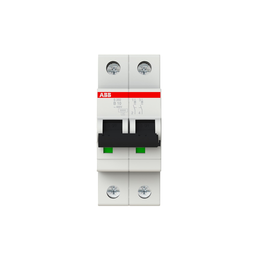 Interruttore Automatico Miniatura S200 2P 10A B 6kA per Impianti Residenziali e Industriali