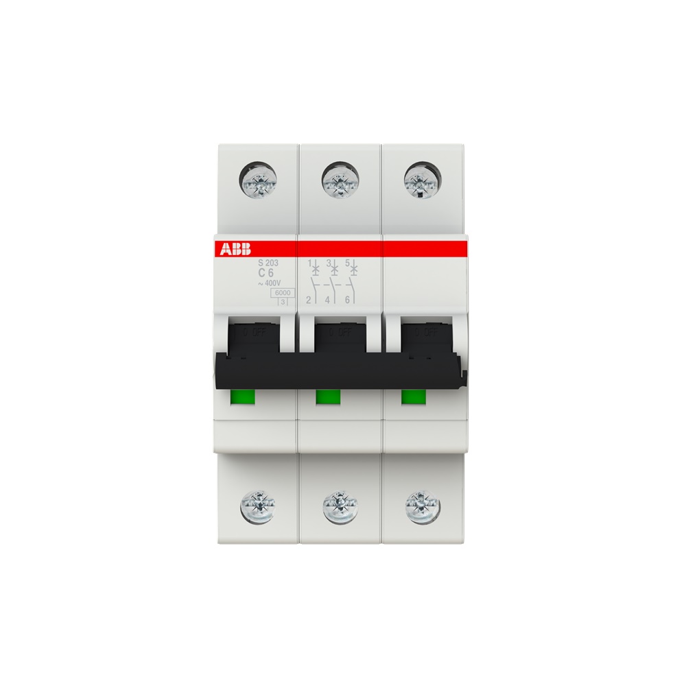 Interruttore Automatico Miniature S200 3P 6A Caratteristica C 6kA Uso Residenziale Industriale
