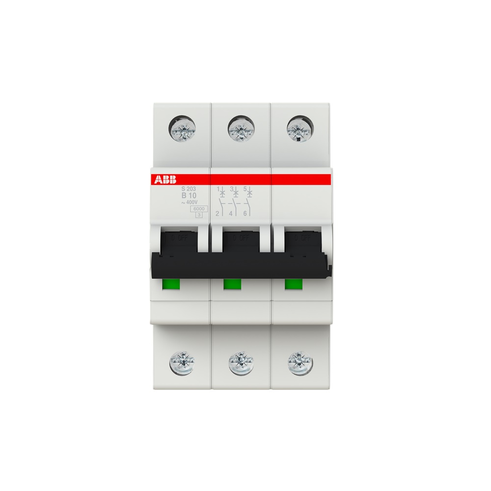 Interruttore Automatico Miniature Circuit Breaker S200 3P 10A B 6kA uso residenziale e industriale