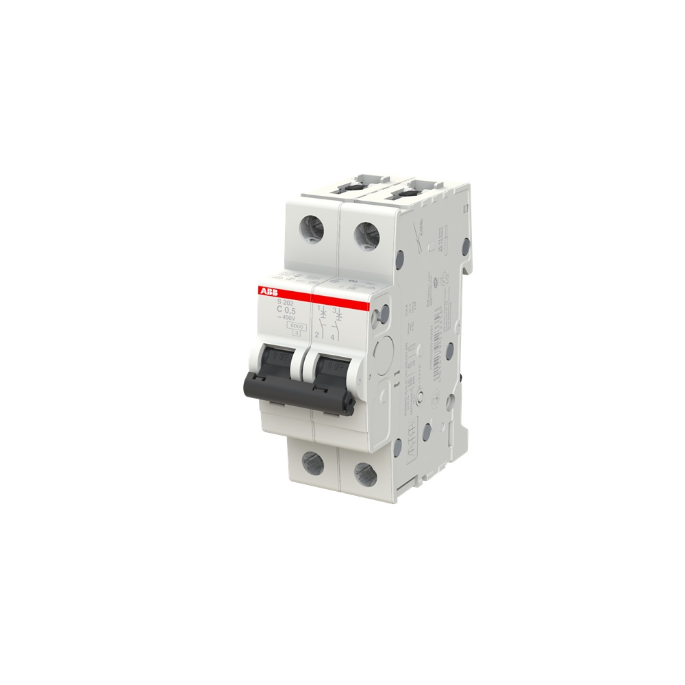 Interruttore Automatico Miniatura S200 2P 0,5A Caratteristica C 6kA Uso Residenziale e Industriale