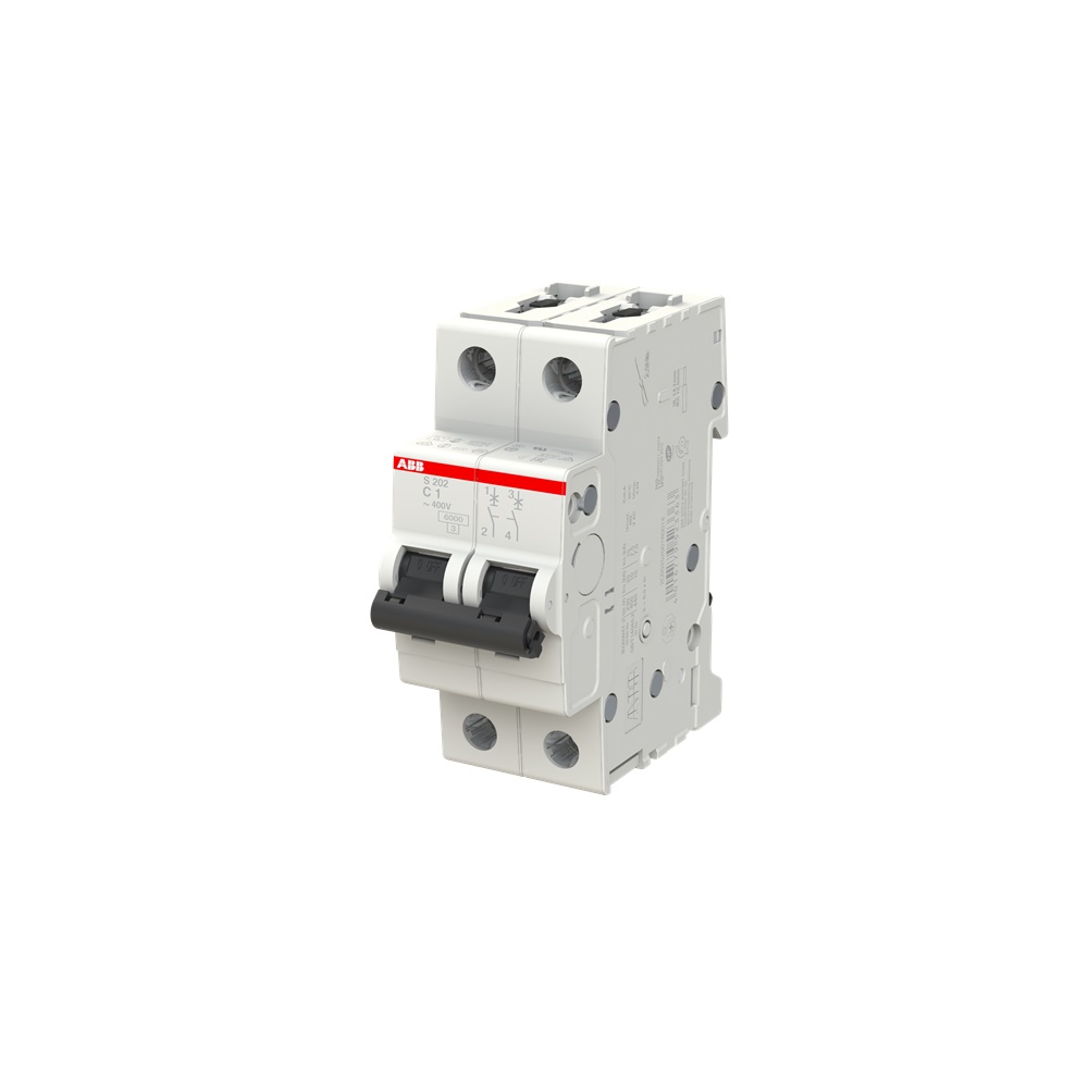 Interruttore Automatico Miniatura S200 2P 1A Curva C 6kA Uso Residenziale Industriale