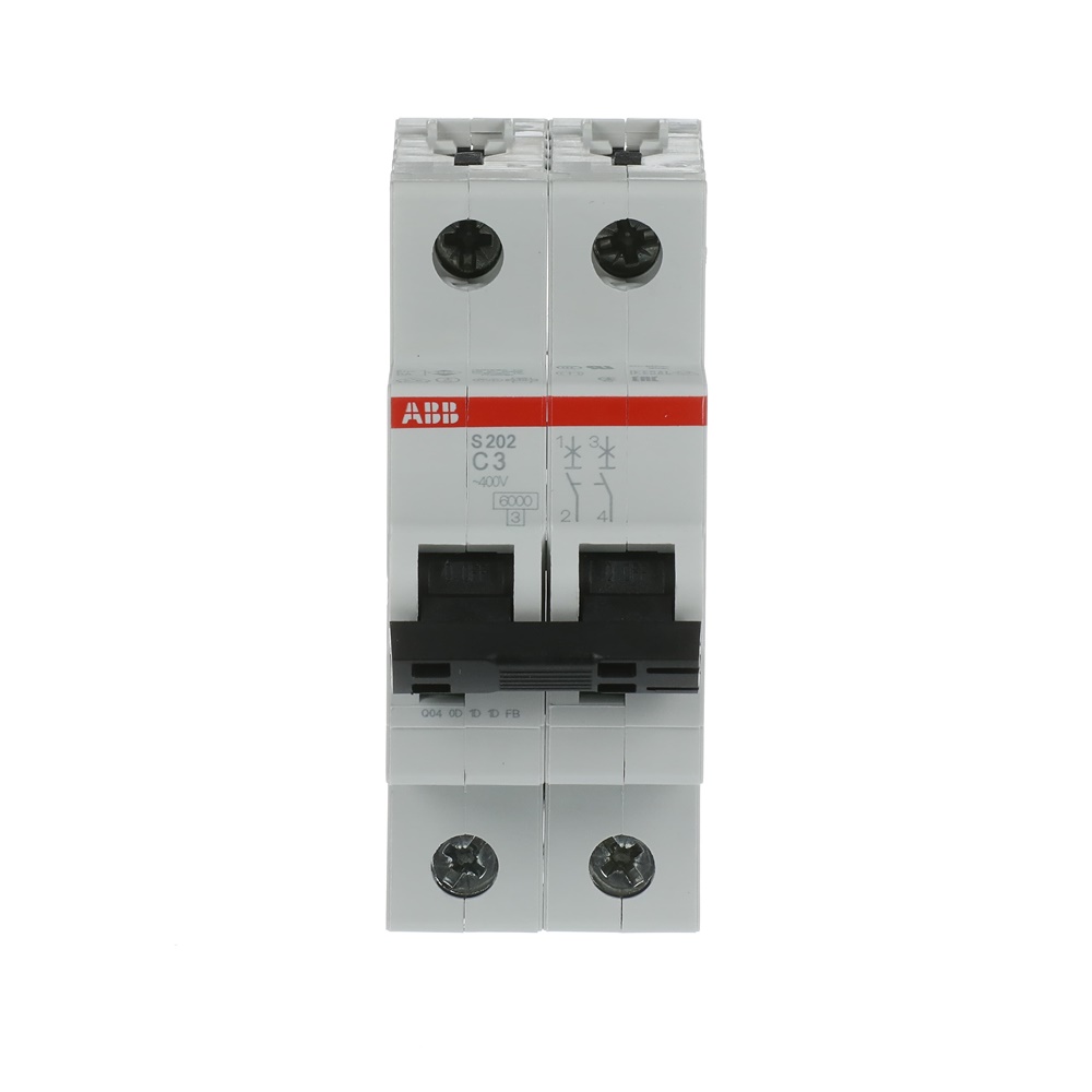 Interruttore Automatico Miniatura S200 2P 3A Curva C 6kA Uso Residenziale Industriale