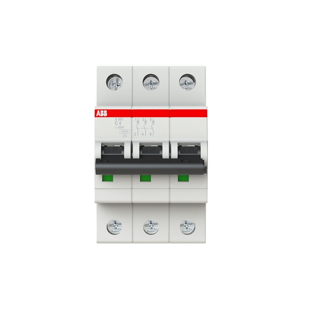 Interruttore automatico S200 3P 4A caratteristica C 6kA uso residenziale industriale