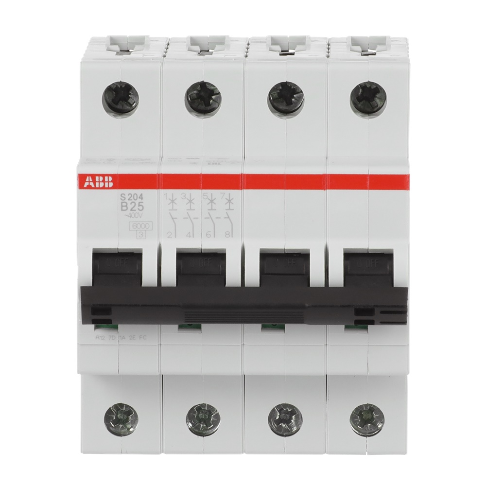 Interruttore Automatico Miniatura S200 4P 25A B 6kA Uso Residenziale e Industriale