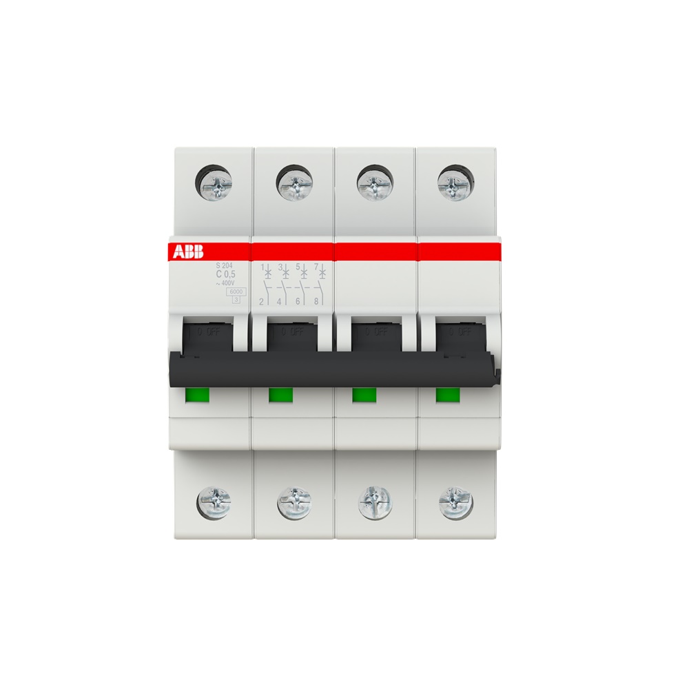 Interruttore Automatico Miniatura S200 4P 0,5A C 6kA Uso Residenziale e Industriale
