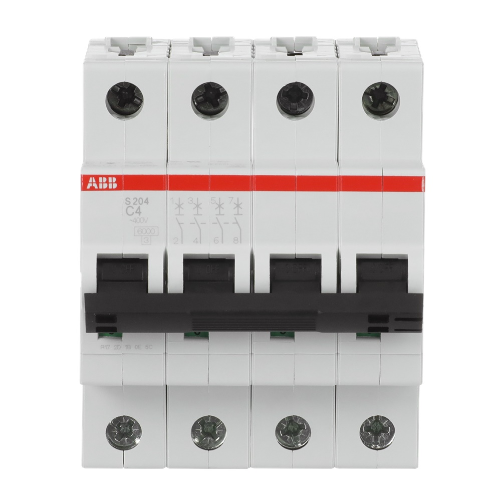 Interruttore Automatico Miniatura S200 4P 4A Caratteristica C 6kA AC Uso Residenziale Commerciale Industriale