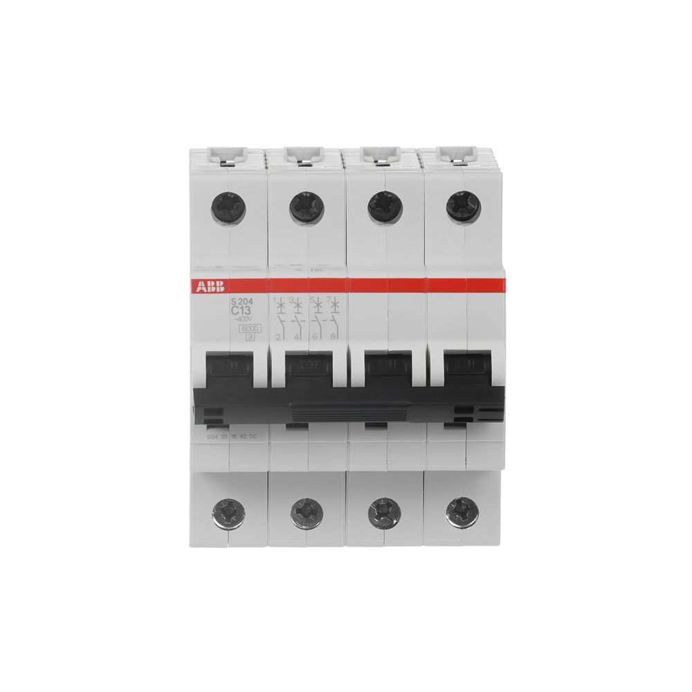 Interruttore Automatico Miniatura S200 4P 13A C 6kA per Uso Residenziale e Industriale