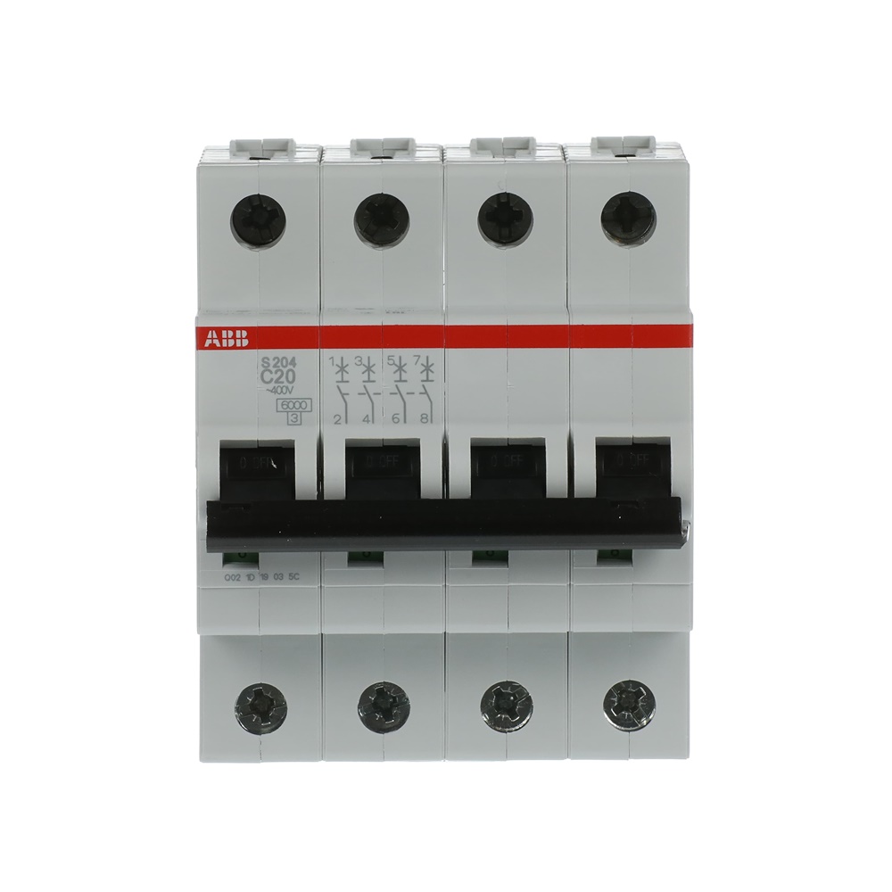 Interruttore automatico Miniature Circuit Breaker S200 4P 20A C 6kA uso residenziale industriale