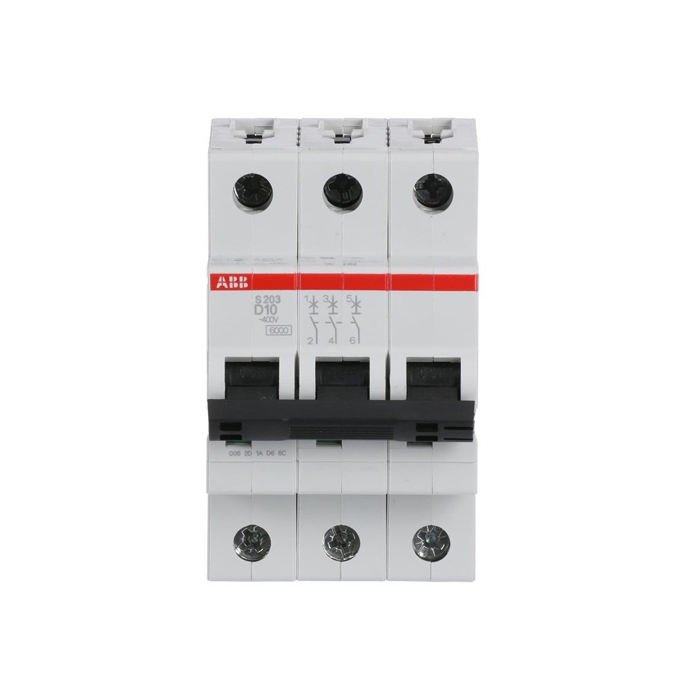 Interruttore automatico miniatura S203 D10 3 poli 10 A caratteristica D 6 kA uso residenziale commerciale industriale